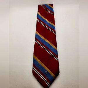 Christian Dior Monsieur Red Blue Yellow Stripe Silk Blended Striped Tie